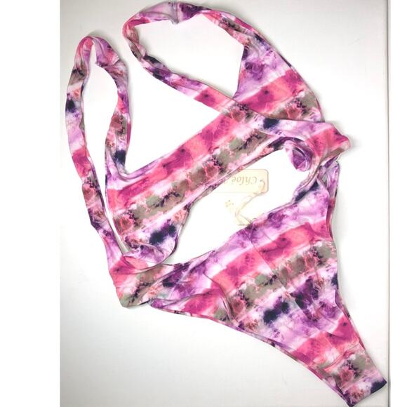 Chloe Rose xRevolve Pink Purple Tie Dye 1pc Suit Size Small - Picture 4 of 7
